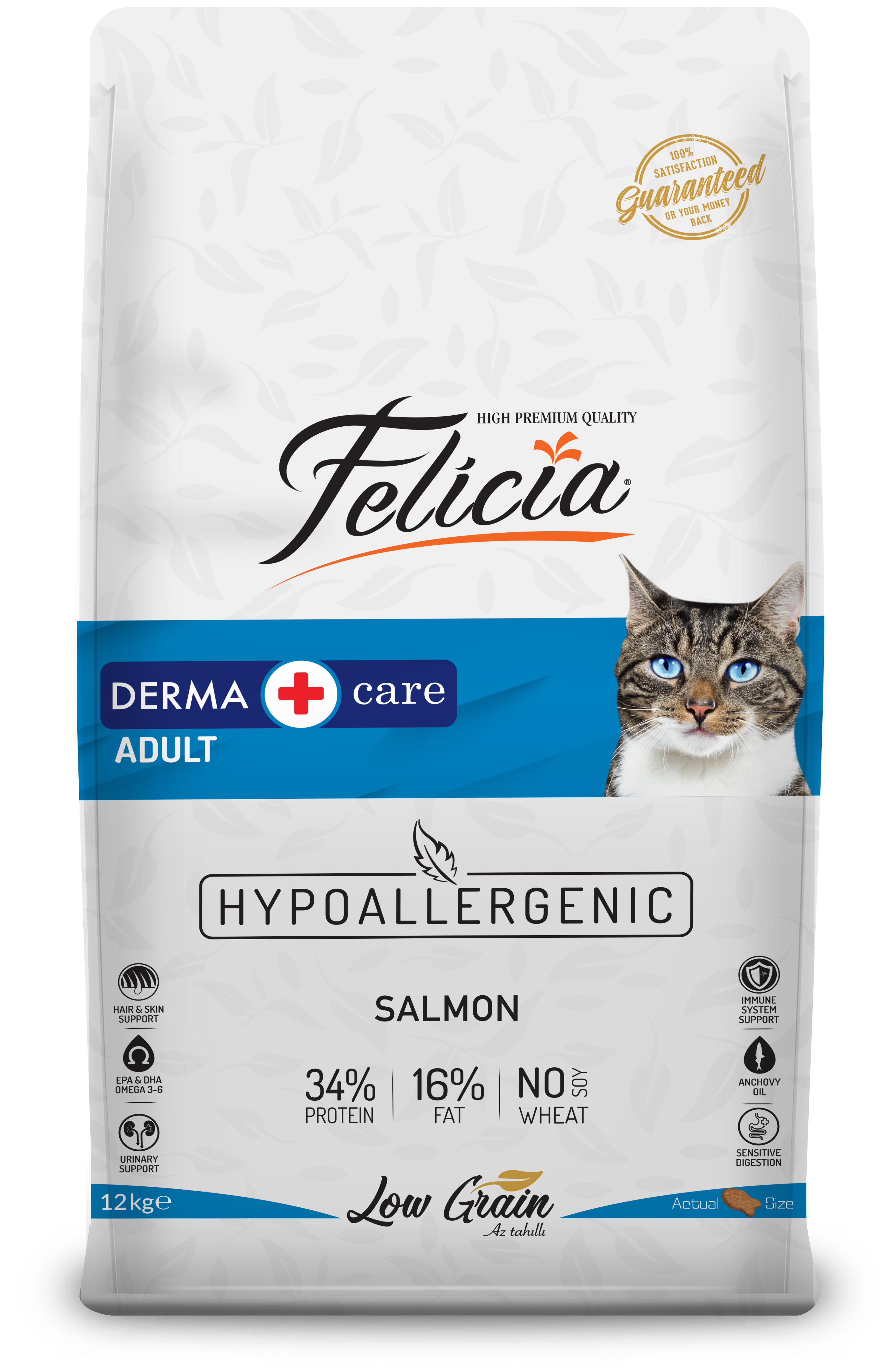 Felicia Low Grain Adult Cat  Food With Salmon 12 kg