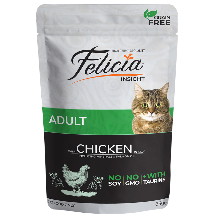 Felicia Complete canned pet food for adult cats with chicken in jelly 85gr