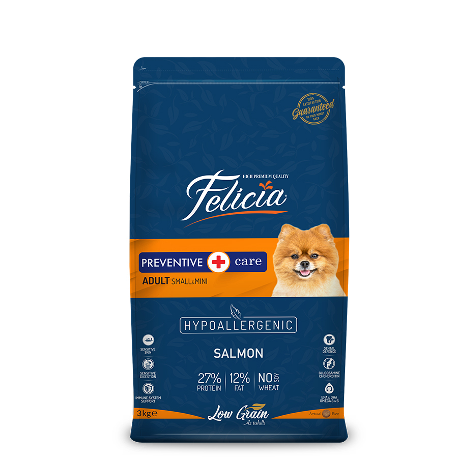 Felicia Low Grain Adult Dog  Small-Mini Dog Food With SALMON 3 kg