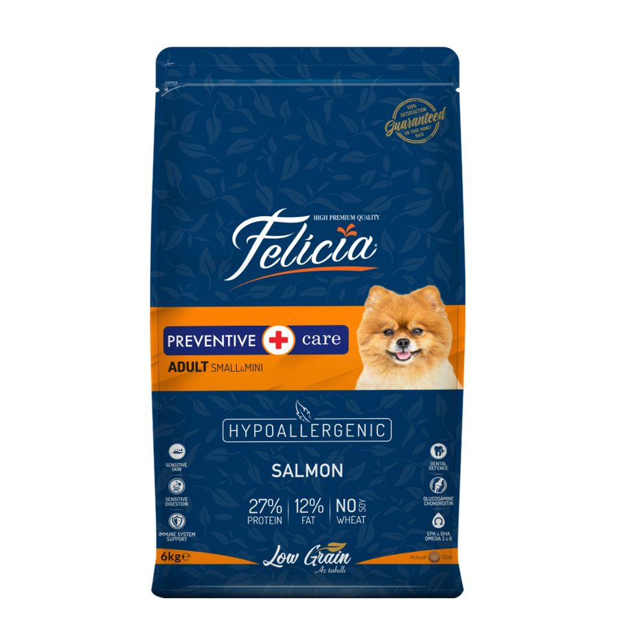 Felicia Low Grain Adult Dog  Small-Mini Dog Food With SALMON 6 kg