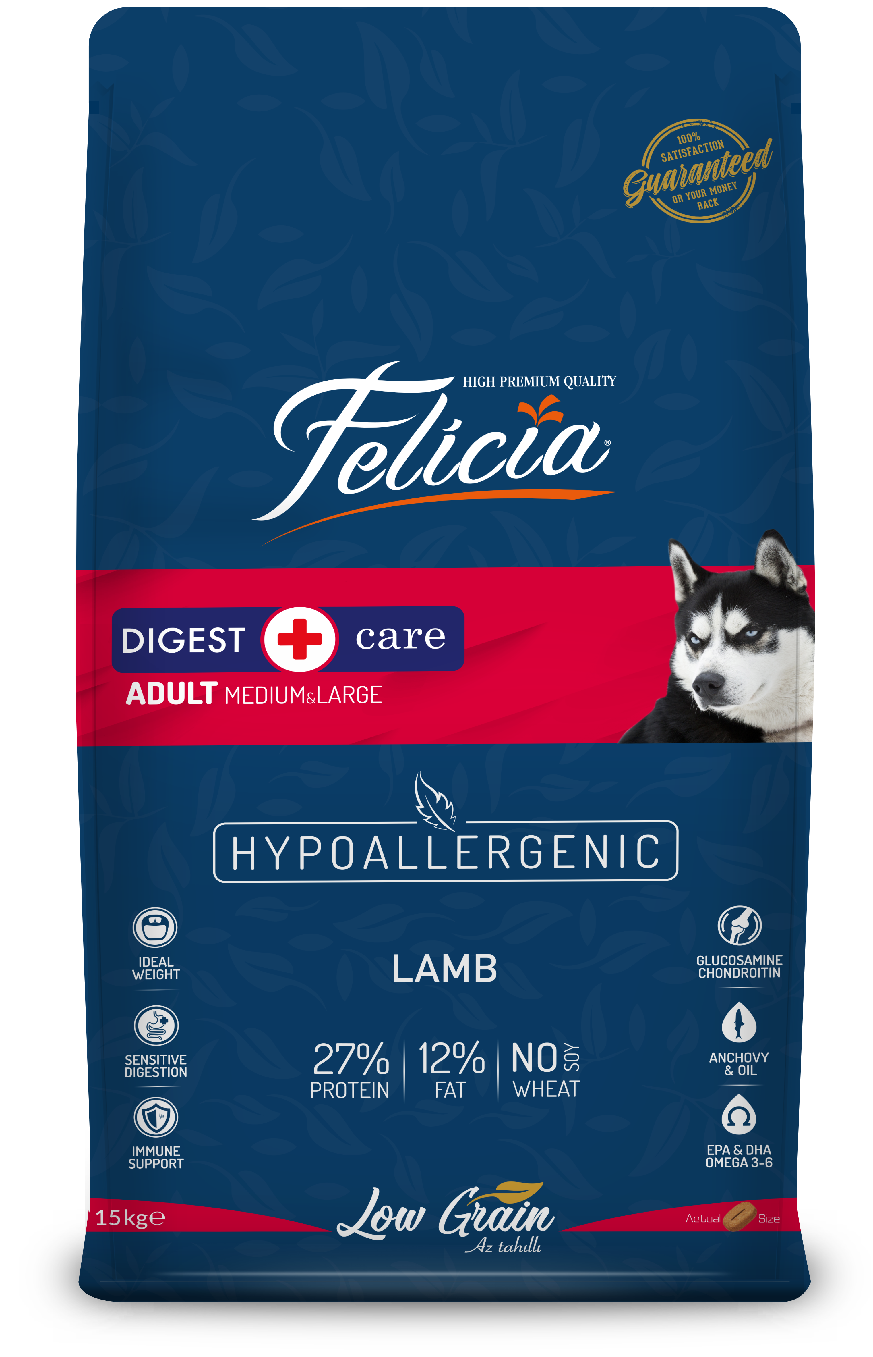 Felicia Low Grain Adult Medium-Large Dog Food With Lamb 15 kg